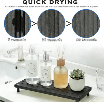 Instant Dry Sink Tray, Anti-Slip Stone Sink Caddy, Durable Kitchen Sink Organizer, Quick Dry Water Absorbing Stone Tray for Bathroom Counter, Stone Soap Tray -Dark Gray