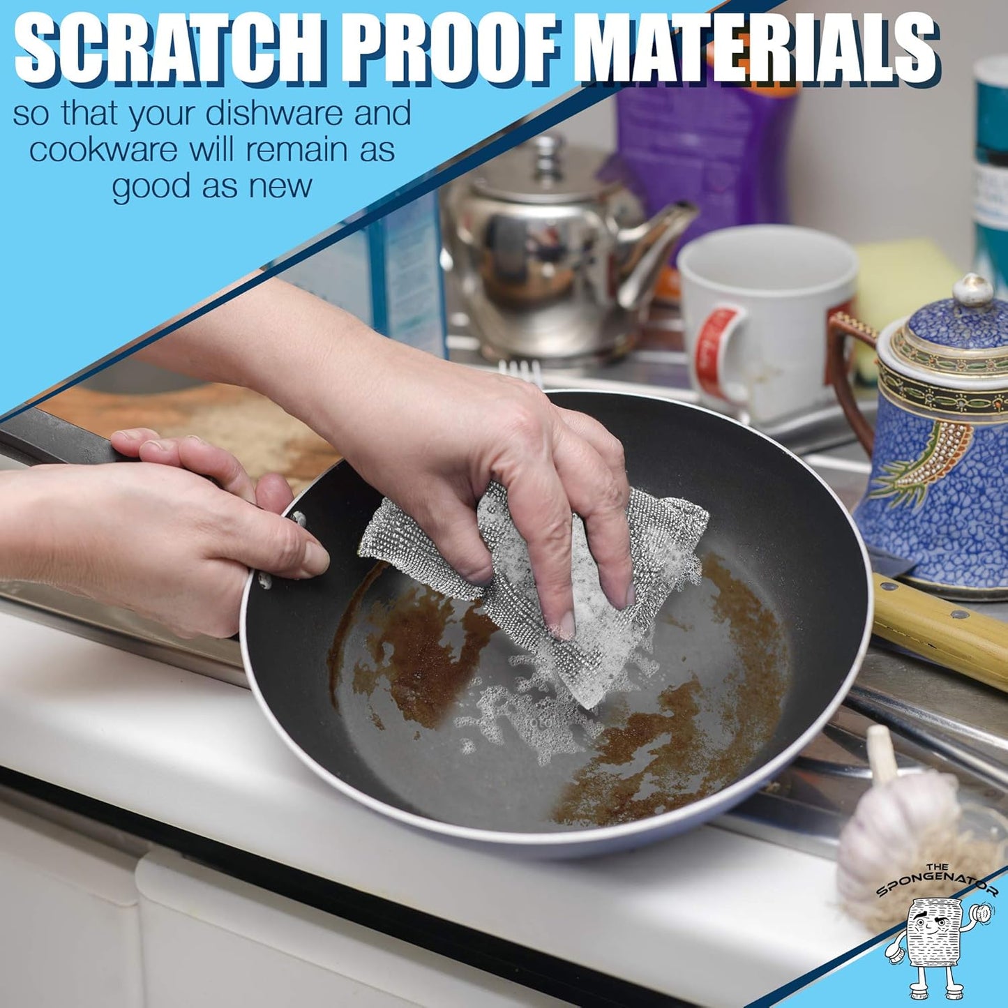 Kitchen Scrubbing Sponges - Heavy Duty Non-Scratch Scrubbing Cleaner Sponges in 1 Color - Multi-Surface Non-Metal Dish Scouring Scrubbers for Fast Cleaning. (6 Pack)