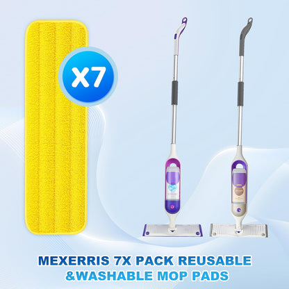7 Count Reusable Mop Pads for Swiffer PowerMop -MEXERRIS Microfiber Wet Mops Refills PowerMop Pads Refills Machine Washable Hard Floor Mop Pads Replacement for 13''-15'' Spray Floor Mops