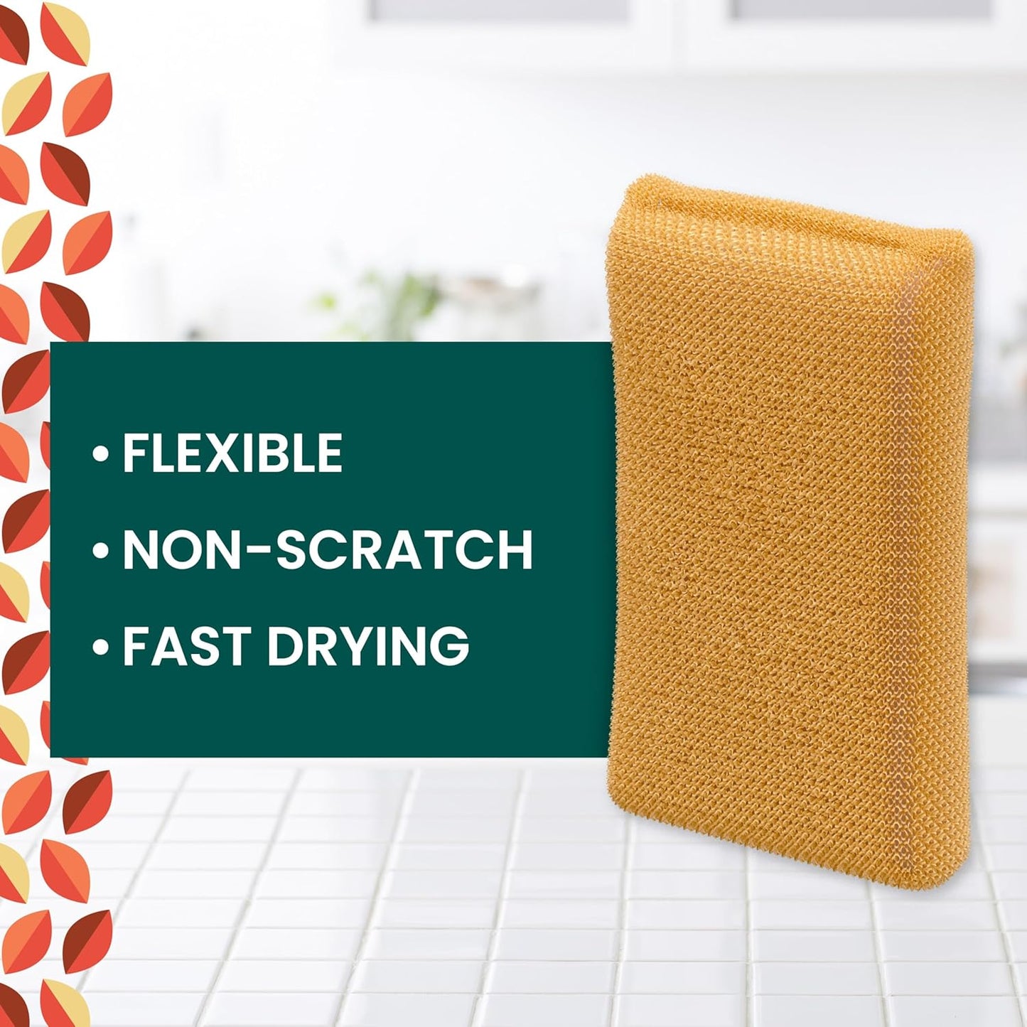 Scotch-Brite Dobie Non-Scratch All-Purpose Scrub Pads, 12 Total Pads (6 Packs of 2), Reusable Scouring Sponges for Kitchen & Bathroom, Safe on Non-Stick Cookware, Yellow