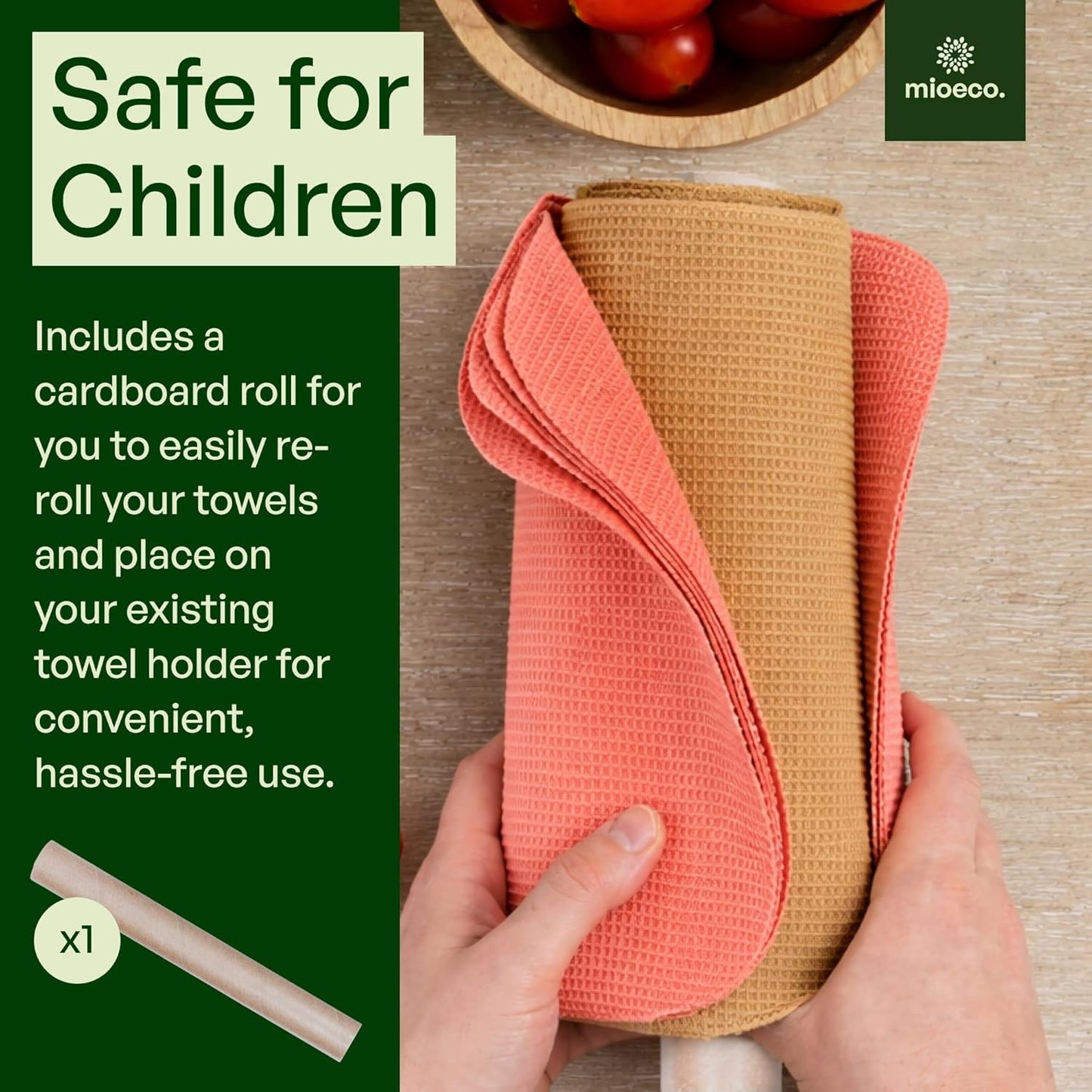 mioeco 20 Pack Reusable Kitchen Paper Towels Washable - Super Absorbent Natural unPaper Towels - Natural Cotton - Reusable, Paperless Kitchen Dish Cloths - 100% Organic