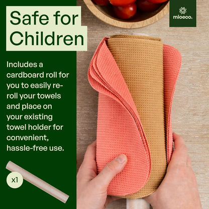 mioeco 20 Pack Reusable Kitchen Paper Towels Washable - Super Absorbent Natural unPaper Towels - Natural Cotton - Reusable, Paperless Kitchen Dish Cloths - 100% Organic