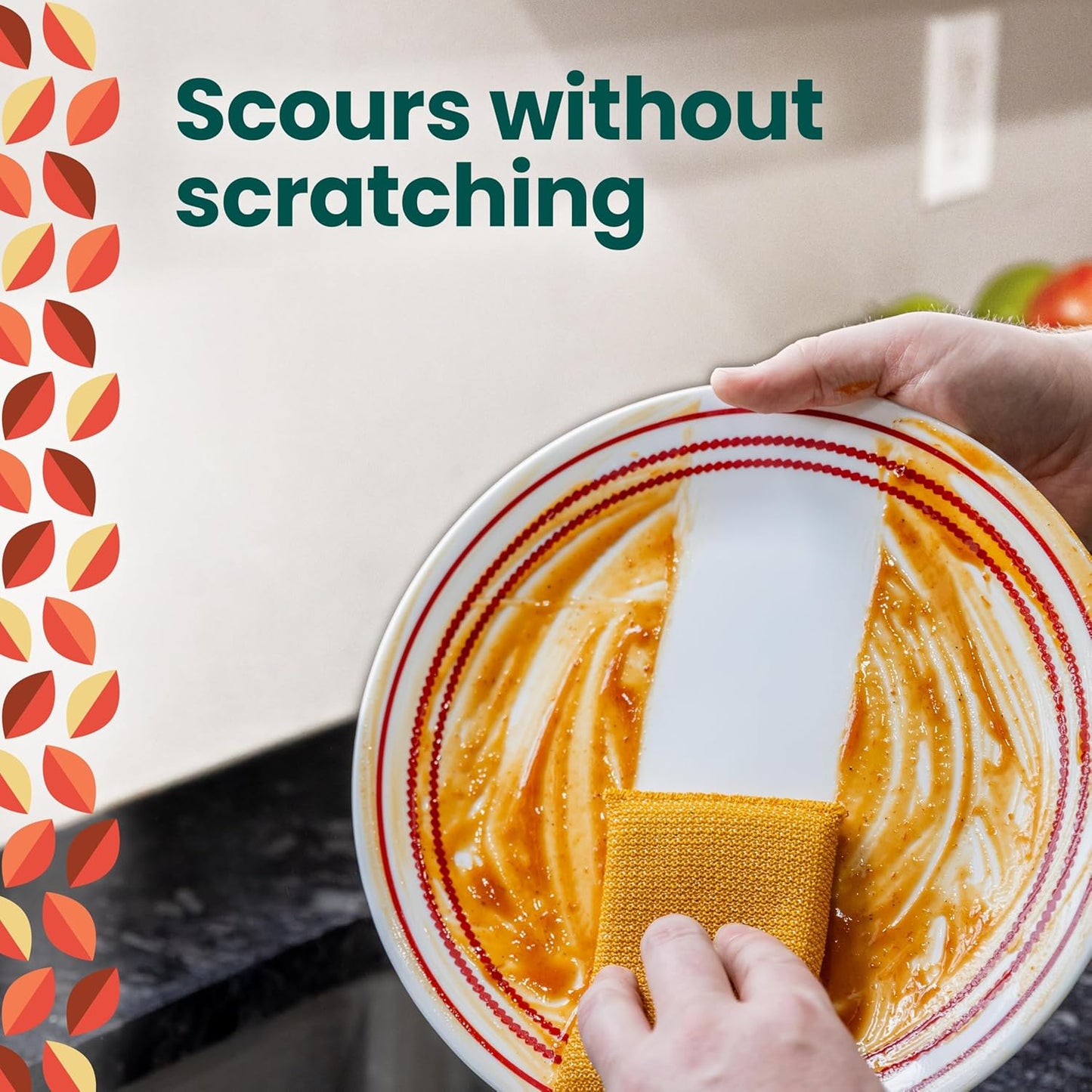 Scotch-Brite Dobie Non-Scratch All-Purpose Scrub Pads, 12 Total Pads (6 Packs of 2), Reusable Scouring Sponges for Kitchen & Bathroom, Safe on Non-Stick Cookware, Yellow