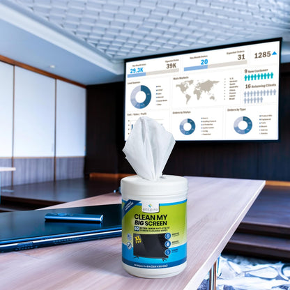 enspire; Clean My Big Screen; Extra Large Electronics Cleaning Wipes; 60 Count & Microfiber Towel Value Pack (905259PT)