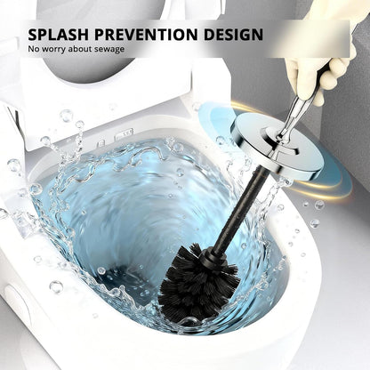 Premium 304 Stainless Steel Toilet Brush and Holder: Weighted Stable Base, Removable Inner Tube, Splash-Proof Design for 360° Thorough Cleaning & Space-Saving Storage,Nickel