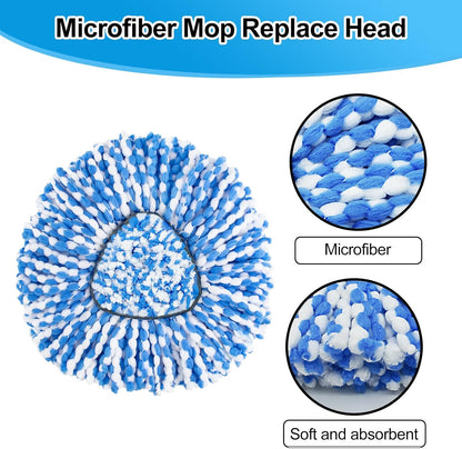 Spin Mop Handle, Mop Replacement Head,Brush,Base Compatible with OCedar EasyWring 1 Tank,2 Microfiber Mop Refills,1 Mop Base,1 Brush and 30-58" Mop Handle Combo Set for OCeda,Use for Floor Cleaning