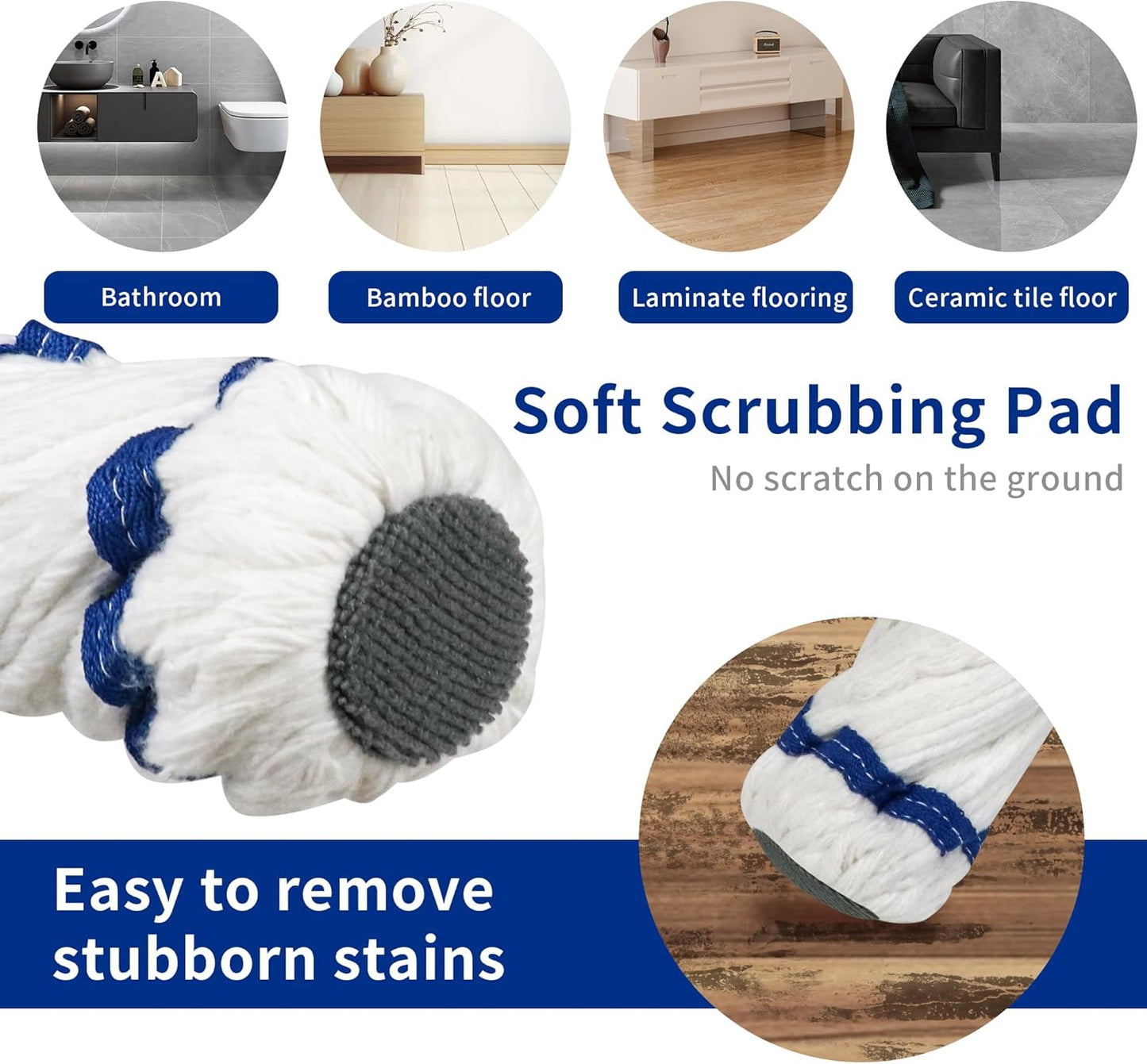 Silkyhose Self-Wringing Twist Mop Cotton Rotating Dry & Wet Mops with Long Handled for Floor Cleaning Kitchen Bathroom Hardwood Vinyl Tile Laminate Household Office