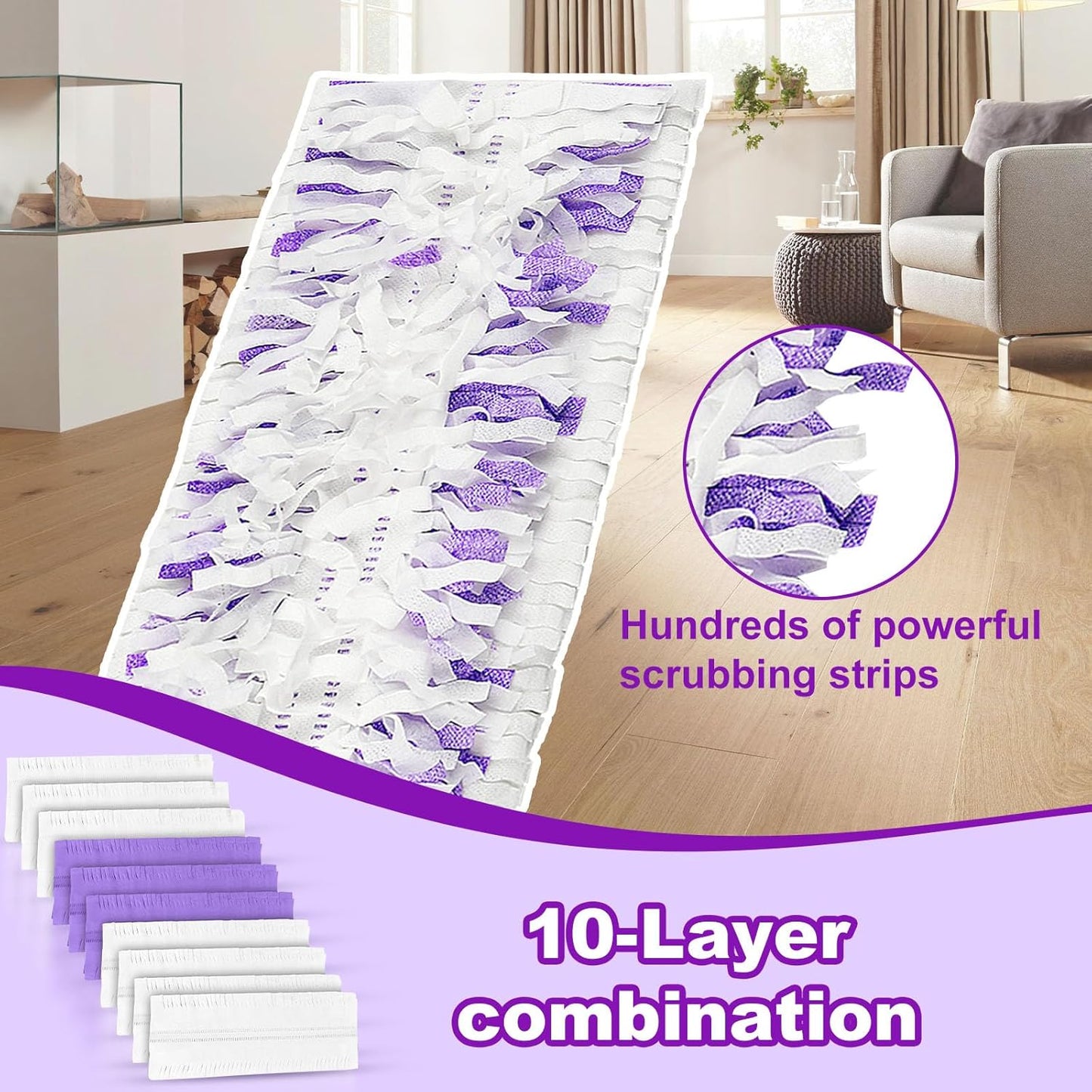 Pure Realm 40 Cout Power Mop Pads Refills for Powermop , Multi-Surface Disposablen swiffer Power Mop Pads，Unscented Spray Cleaning Repalcement Pads Refill