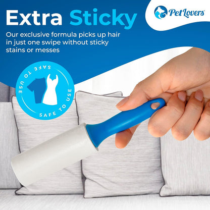 PetLovers Extra Sticky Lint Roller Mega Value Set 600 Sheets for Pet Hair Removal, Dog and Cat Lint Remover 6 Pack