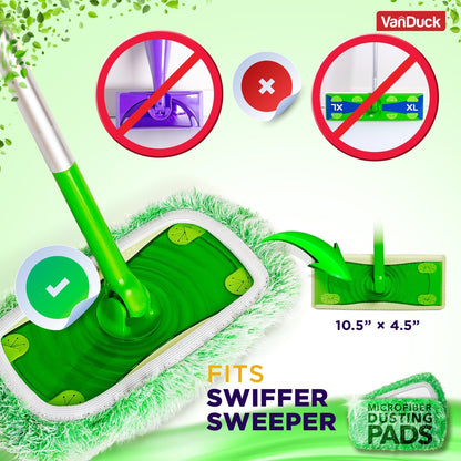 VanDuck Reusable Mop Pads Compatible with Swiffer Sweeper (4-Pack) - Washable Microfiber Mop Pads for Wet & Dry Use - All Purpose Floor Mopping and Cleaning Product