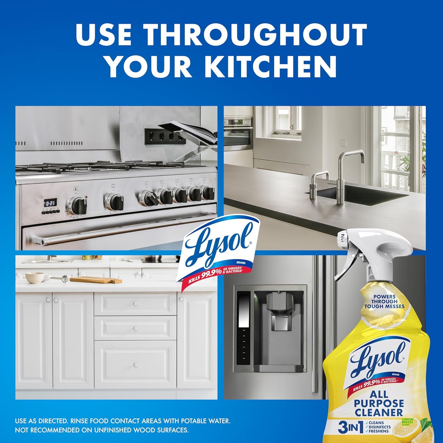 Lysol All Purpose Cleaner Spray, Multi-Purpose Disinfecting Spray, Kitchen & Bathroom Cleaner, Lemon Breeze Scent, 32 Fl Oz (Pack of 2)