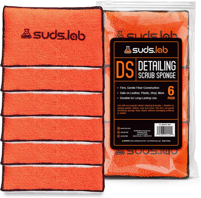 Suds Lab DS Microfiber Detailing Scrub Pad 3 Pack - Car Interior Cleaning & Detailing Microfiber Scrub Pads - Set of 3 - Safe On Leather, Vinyl, Plastic, Etc.