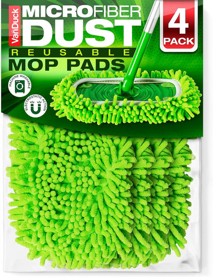 VanDuck Reusable 100% Cotton Mop Pads Compatible with Swiffer Sweeper (4-Pack), Terry Cloth Mop Covers Washable for Wet Mopping and Floor Cleaning (Handle is Not Included)