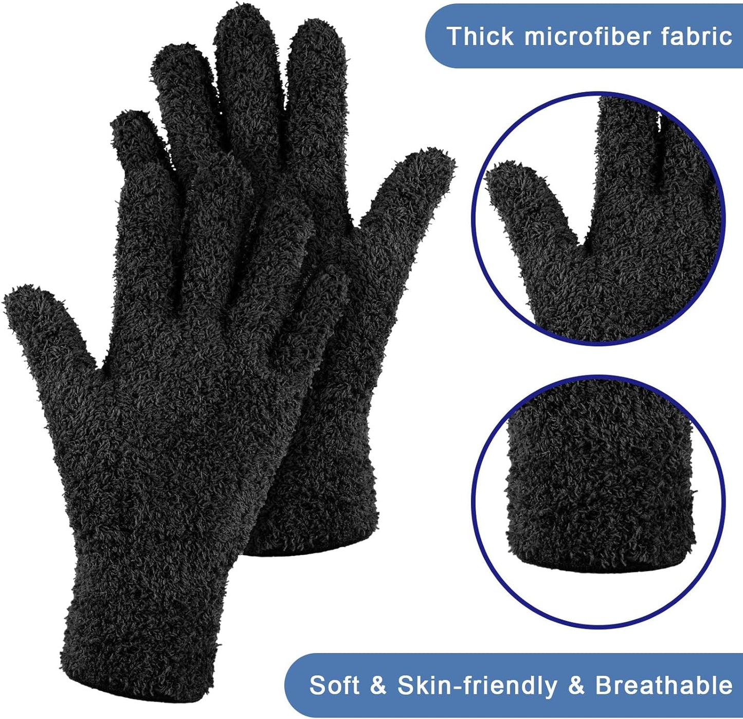 Bencailor 6 Pairs Microfiber Dusting Gloves, Dusting Cleaning Gloves Microfiber Gloves for Plants House Blinds Car Dust Mitt (Fresh Color,Medium)