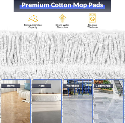 48" Commercial Industrial Dust Mop for Floor Cleaning, Large Floor Dust Broom with Washable Mops Pads, Wet Dry Duster Mops for Hardwood Floors,Marble, Laminate, Tile, Concrete, Garage,Blue