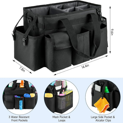 Cleaning Caddy,Cleaning Bag for Housekeepers,Cleaning Supplies Organizer with Handle,Black