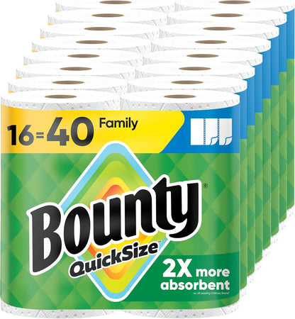 Bounty Quick Size Paper Towels, White, 8 Family Rolls