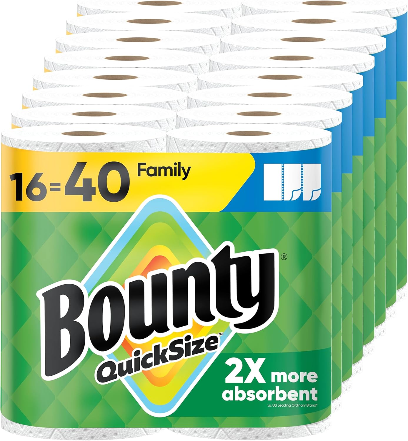 Bounty Quick Size Paper Towels, White, 8 Family Rolls