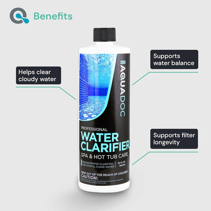 AquaDoc Spa Clarifier and Hot Tub Stain and Scale Control Bundle - Includes 32oz Hot Tub Clarifier and 32oz Spa Stain and Scale Remover - Made in USA