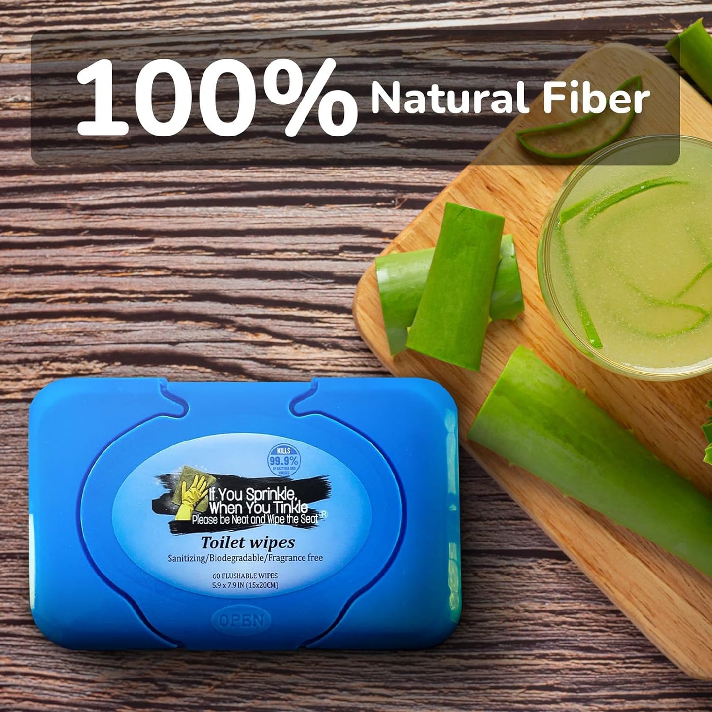 Wipe Dispenser & Toilet Wipes – 60 Count, Multipurpose Flushable Wipes, Aloe Extract, Unscented, Easy-to-Use with Pop Up Dispenser, Septic Safe, Perfect for Potty Training & Bathroom Hygiene