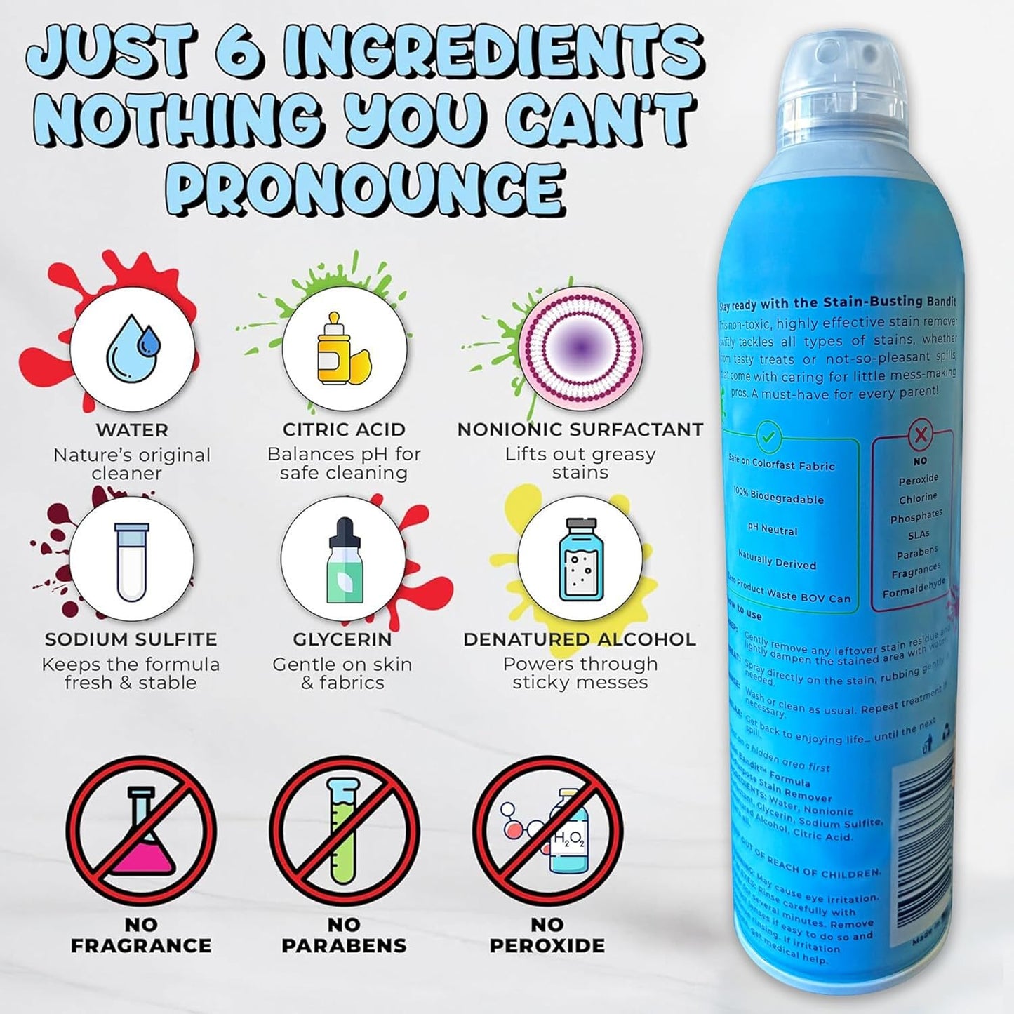 Stain Remover Spray | Non-Toxic Stain Remover Family Safe Formula | Bag-On-Valve 360° Continuous Spray Bottle | Cleaner for Clothes, Upholstery, Carpet & Car Seats 4.2 Oz, (Pack of 1)