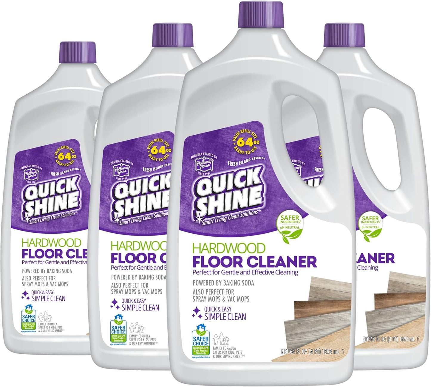 Quick Shine Hardwood Floor Cleaner 64oz | Use in Spray & Vac Mops | Removes Dirt & Scuff Marks | Ready-to-Use, Streak Free, No Rinse | Safer Choice Cleaner |Perfect for Gentle and Effective Cleaning