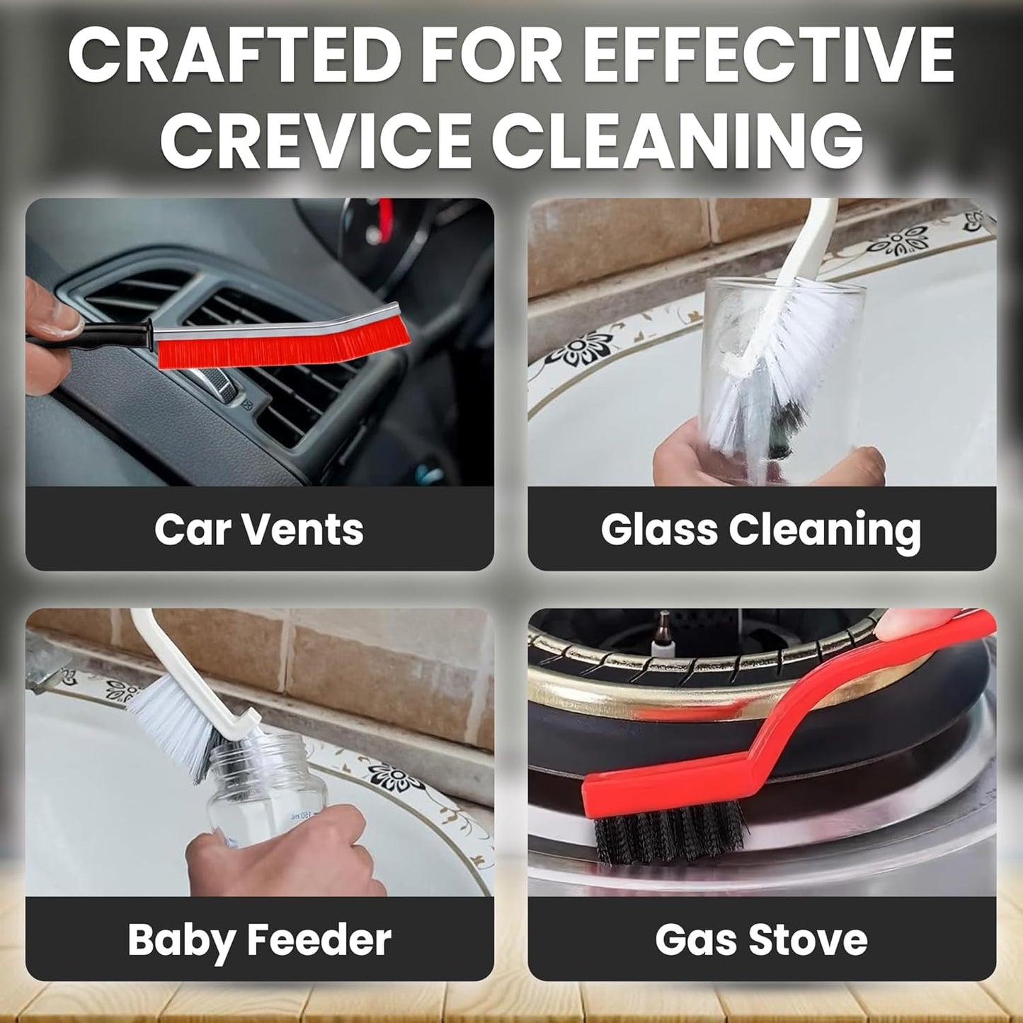 14 Pcs Crevice Cleaning Brush Set – Hard Bristle Cleaning Tools for Grout, Tile Floors, Gaps & Narrow Spaces – Multi-Purpose Grout Scrub Brush for Cleaning Bathroom, Shower, Window Tracks, Kitchen