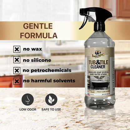 PARKER & BAILEY Tub & Tile Cleaner - Bathroom Cleaner Shower Cleaner Spray Tub Cleaner Soap Scum Remover for Shower Hard Water Stain Remover Household Cleaning Spray Multi Purpose Spray Cleaner, 32 Oz