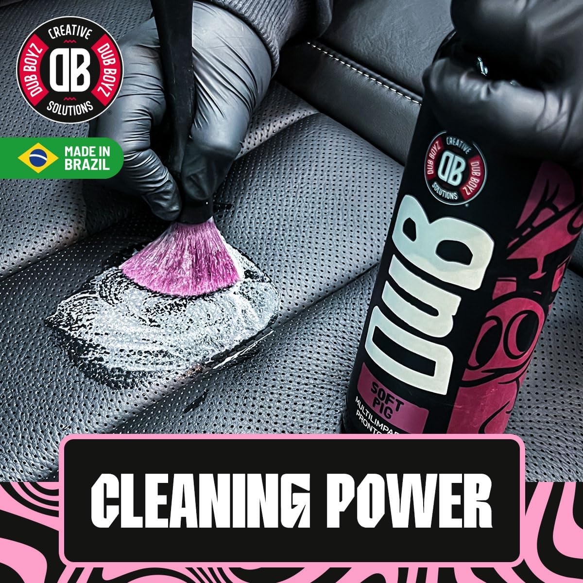 DUB BOYZ Soft Pig All-Purpose Cleaner Spray – Multi-Surface Vehicle Cleaner, Safe on Upholstery, Leather, Plastics, Metals, Fresh Scent, No Residue, 16 oz