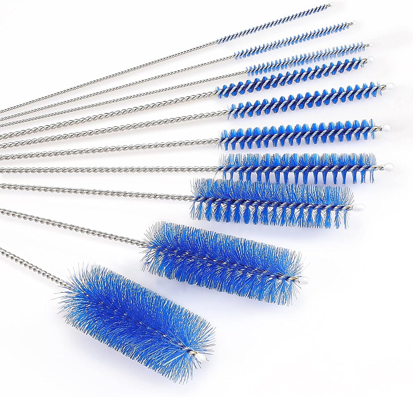 CiaraQ Bottle Cleaning Brushes, 8 Inch Nylon Tube Brush Set, Cleaner for Narrow Neck Bottles Cups with Hook, Set of 10pcs
