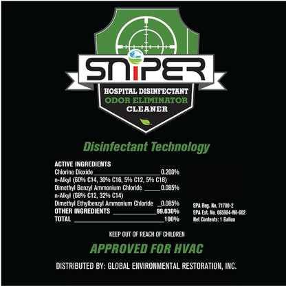 SNiPER Hospital Disinfectant, Odor Eliminator & All-Purpose Cleaner, 16 Ounce Spray, 2-Pack