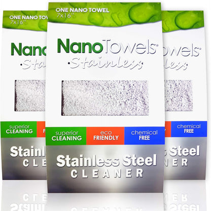 Nano Towels Stainless Steel Cleaner | The Amazing Chemical Free Stainless Steel Cleaning Reusable Wipe Cloth | Kid & Pet Safe | 7x16 (1 pc)