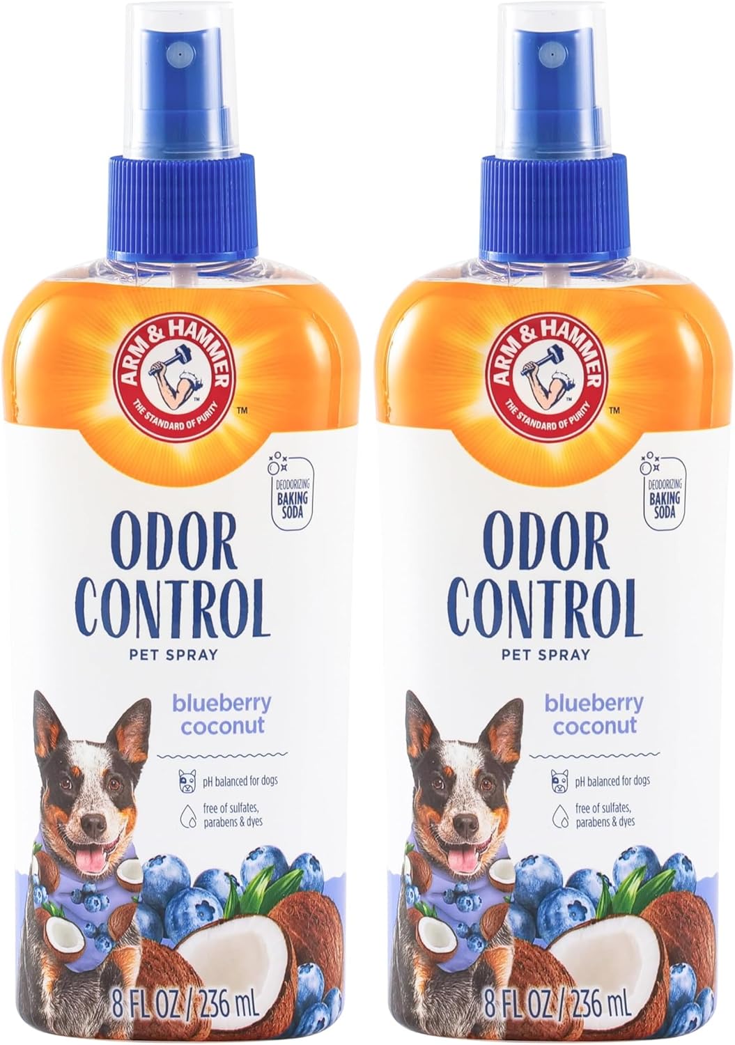 Arm & Hammer for Pets Super Deodorizing Dog Spray with Baking Soda for Odor Control, Freshens Coat Between Baths, pH Balanced Formula for Dogs, 8 Fl Oz - 2 Pack