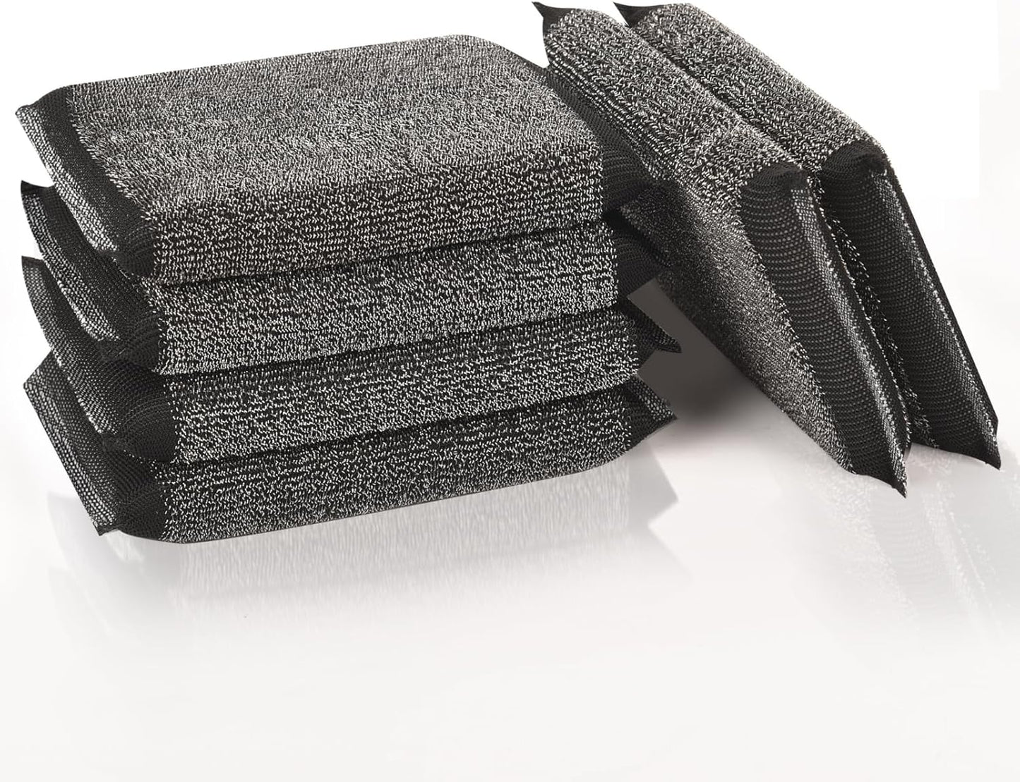Kitchen Dish Sponges Steel Scrubbers - 6 Pack Black Non Scratch Heavy Duty Scrub Sponges，Reusable Multipurpose Metal Cleans for Washing Dishes，Pots and Pans，Household Cleaning，Bathroom