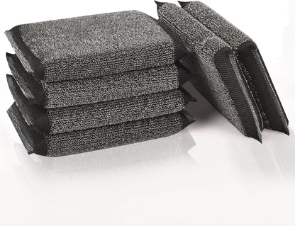 Kitchen Dish Sponges Steel Scrubbers - 6 Pack Black Non Scratch Heavy Duty Scrub Sponges，Reusable Multipurpose Metal Cleans for Washing Dishes，Pots and Pans，Household Cleaning，Bathroom