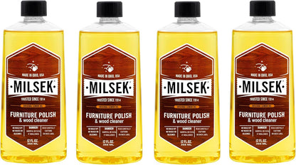 Milsek Furniture Polish and Wood Cleaner with Lemon Oil - Multipurpose Solution for Home Improvement from Hardwood Floors to Kitchen Cabinets - 12 Fl Oz (Pack of 1)