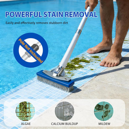 5-Inch Pool Brush Head - Combo Nylon & Stainless Steel Wire Bristles, Heavy Duty Metal Pool Brushes for Extra Scrubbing Power, for Cleaning Inground Pool Tiles, Concrete, Walls, Floor, Steps, Corners