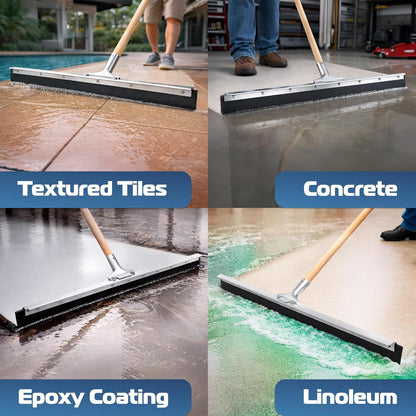 DSV Standard Garage Floor Squeegee 18’’, Neoprene Blade Asphalt Squeegee, Taper Pole Connection - Handle Sold Separately for Tiles, Concrete and Asphalt