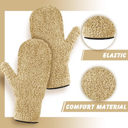 Bencailor 4 Pair Microfiber Dusting Mittens Reusable Women Cleaning Mittens with Thumb for Kitchen