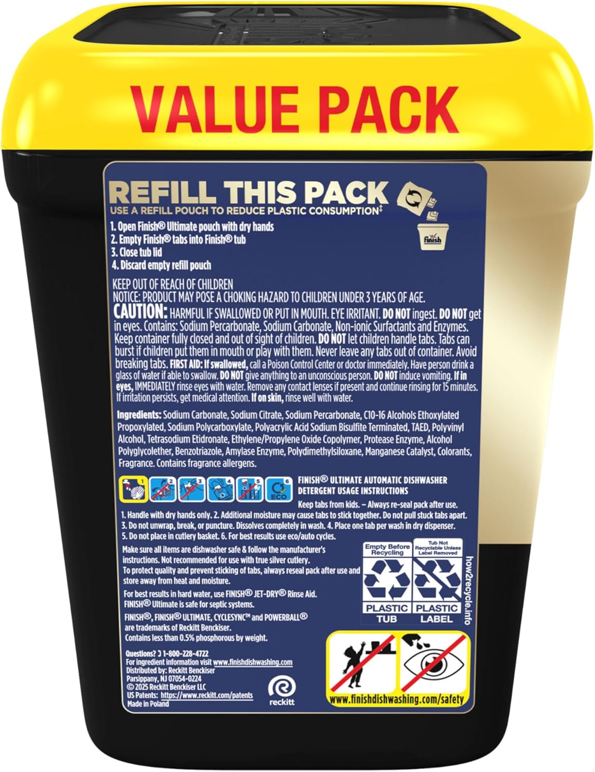 Finish Ultimate Dishwasher Pods, No Pre-Rinse Dishwasher Detergent Soap Removes Burnt-On Stain, with CycleSync Technology, Degreasing & Scrubbing Power, 52 Count (Packaging may vary)