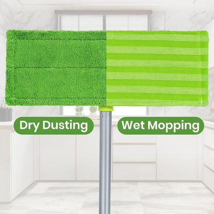 19 Inch Dust Mops for Floor Cleaning with 2 Mop Refill Pads Floor Duster with 58” Long Handle Microfiber Sweeper for Hardwood Tile Baseboard