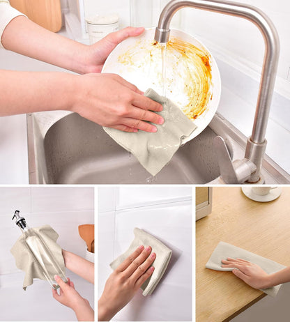 KitchLife Microfiber Cleaning Cloth Roll - Tear-Away Reusable Microfiber Paper Towels, Lint-Free, Washable, 20 Sheets for Kitchen, Car, Dishes, and Sensitive Surfaces (Pink)