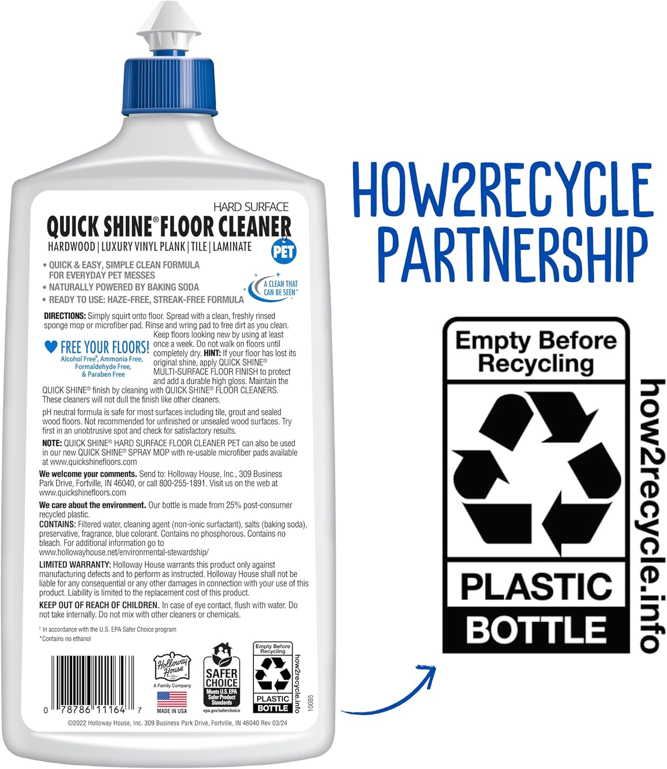 Quick Shine Hard Surface Pet Floor Cleaner 27 oz, 6Pk | Ready to Use, Removes Dirt, Streak Free, No Rinse | Hardwood, Laminate, Luxury Vinyl Plank LVT, & Tile | Safer for Kids, Pets & Our Environment