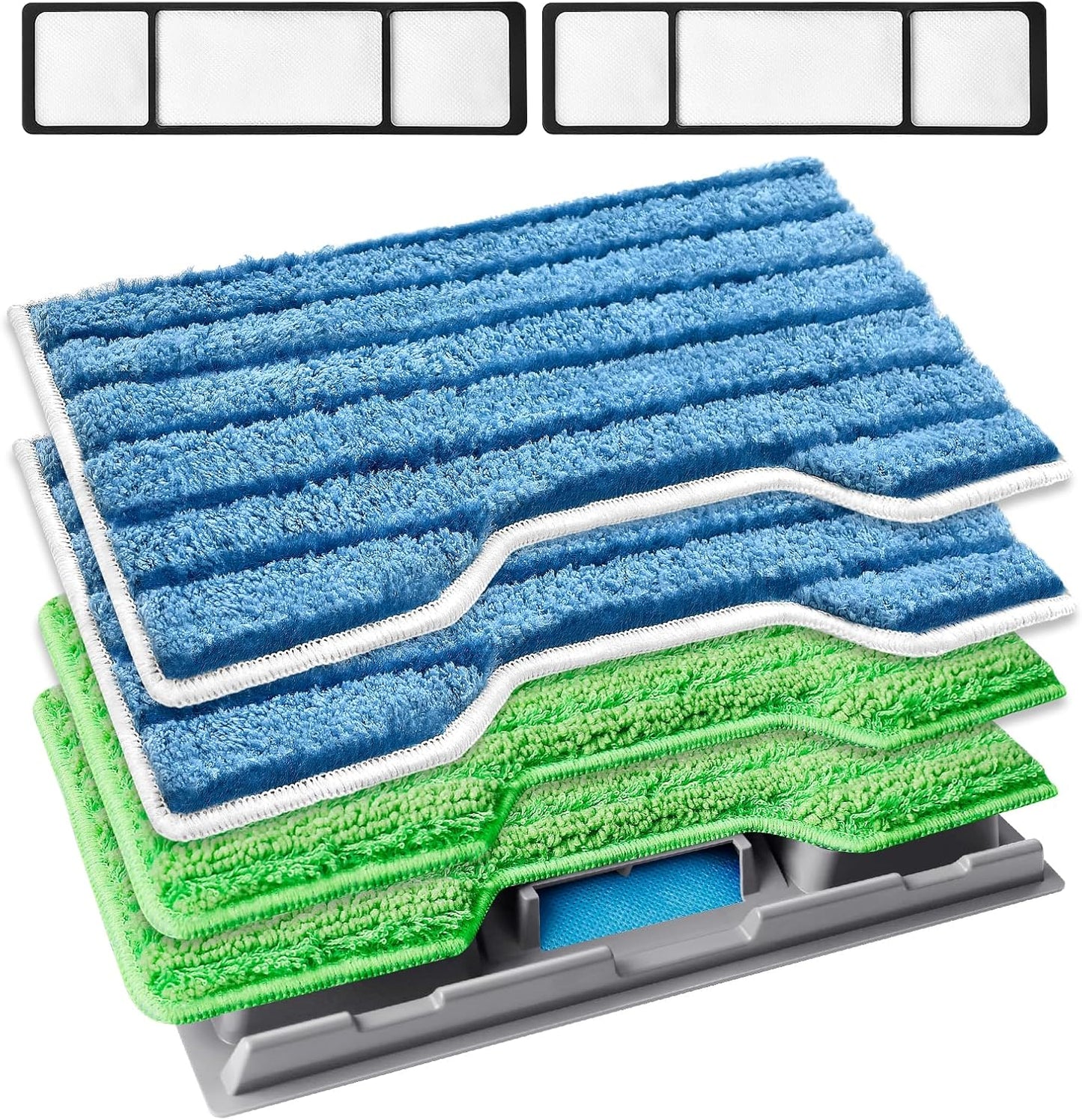 KEEPOW Reusable Mop Replacement Pads Compatible with Shark Vac Mop VM252 VM200 VC205 VM250 VM180 VM401 QM250 VM190, Washable Vacuum Mop Pad Refills, Upgraded Design of Dirt Chamber (1+3+6 Pads)