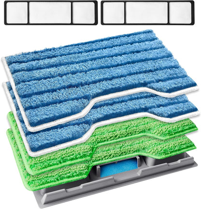 KEEPOW Reusable Mop Replacement Pads Compatible with Shark Vac Mop VM252 VM200 VC205 VM250 VM180 VM401 QM250 VM190, Washable Vacuum Mop Pad Refills, Upgraded Design of Dirt Chamber (1+3+6 Pads)