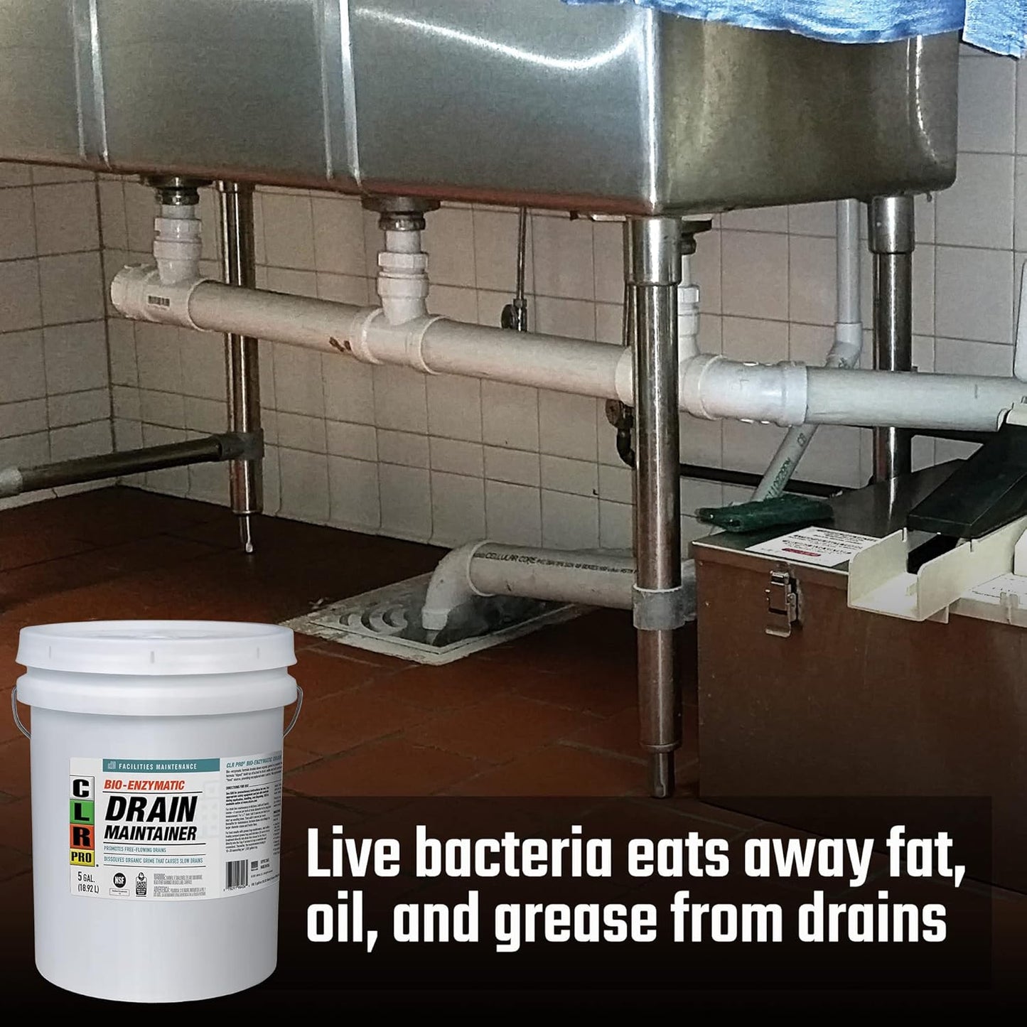 CLR PRO Commercial Drain Line and Grease Trap Treatment, Preventative Maintenance Microbial Formula, 1 Gallon Bottle
