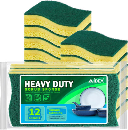 AIDEA XL Sponges Kitchen, 12Count, Non-Scratch Dish Sponges, Large Natural Sponge for Non Stick Cookware, Cellulose Cleaning Sponge for Dishes, Bathroom, Household