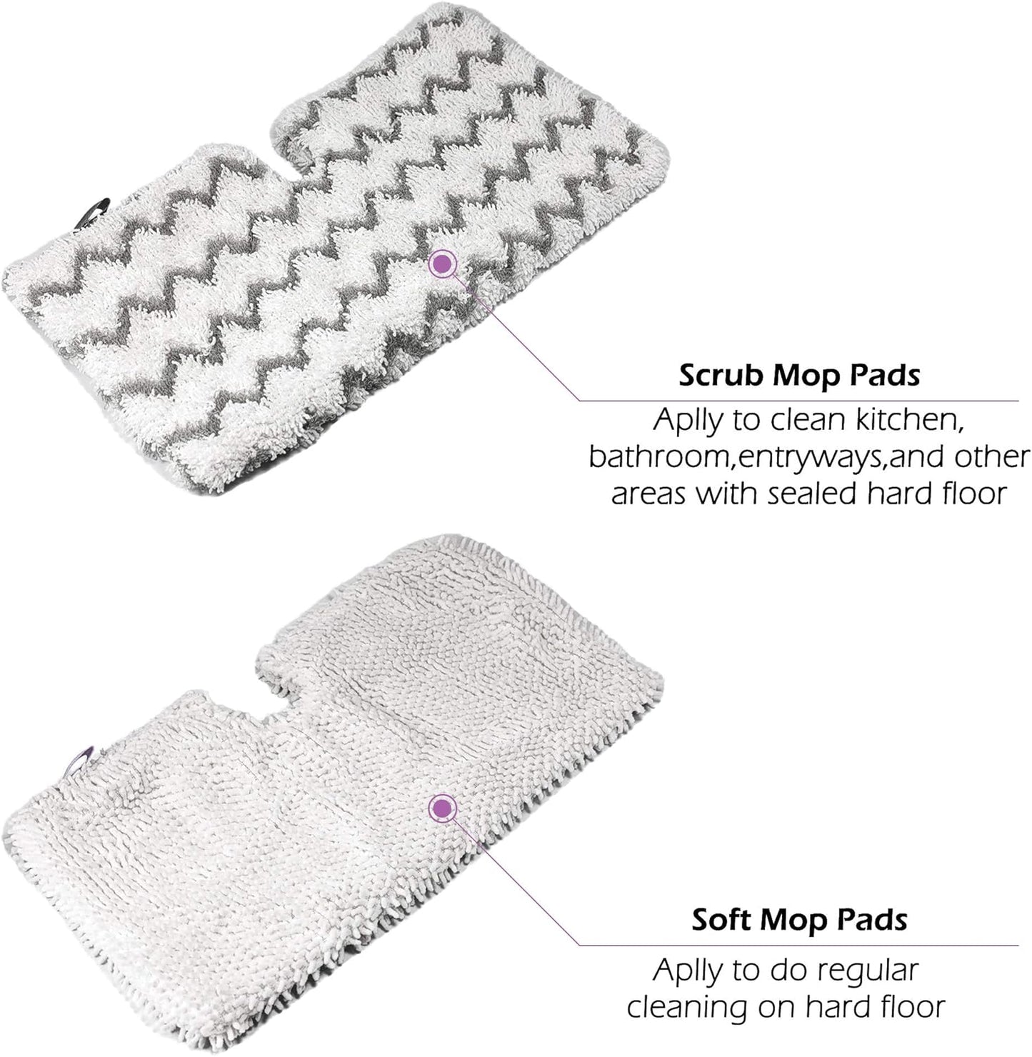 F Flammi 8-Pack Replacement Pads Compatible with Shark Steam Pocket Mop S3501 S3601 S3901 S3550 S3801 SE450, Double-Sided Microfiber Refills for Hardwood Tile Floor, Professional Scrubbing Strips