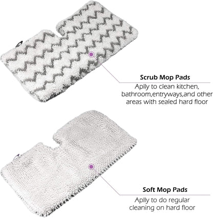 F Flammi 8-Pack Replacement Pads Compatible with Shark Steam Pocket Mop S3501 S3601 S3901 S3550 S3801 SE450, Double-Sided Microfiber Refills for Hardwood Tile Floor, Professional Scrubbing Strips