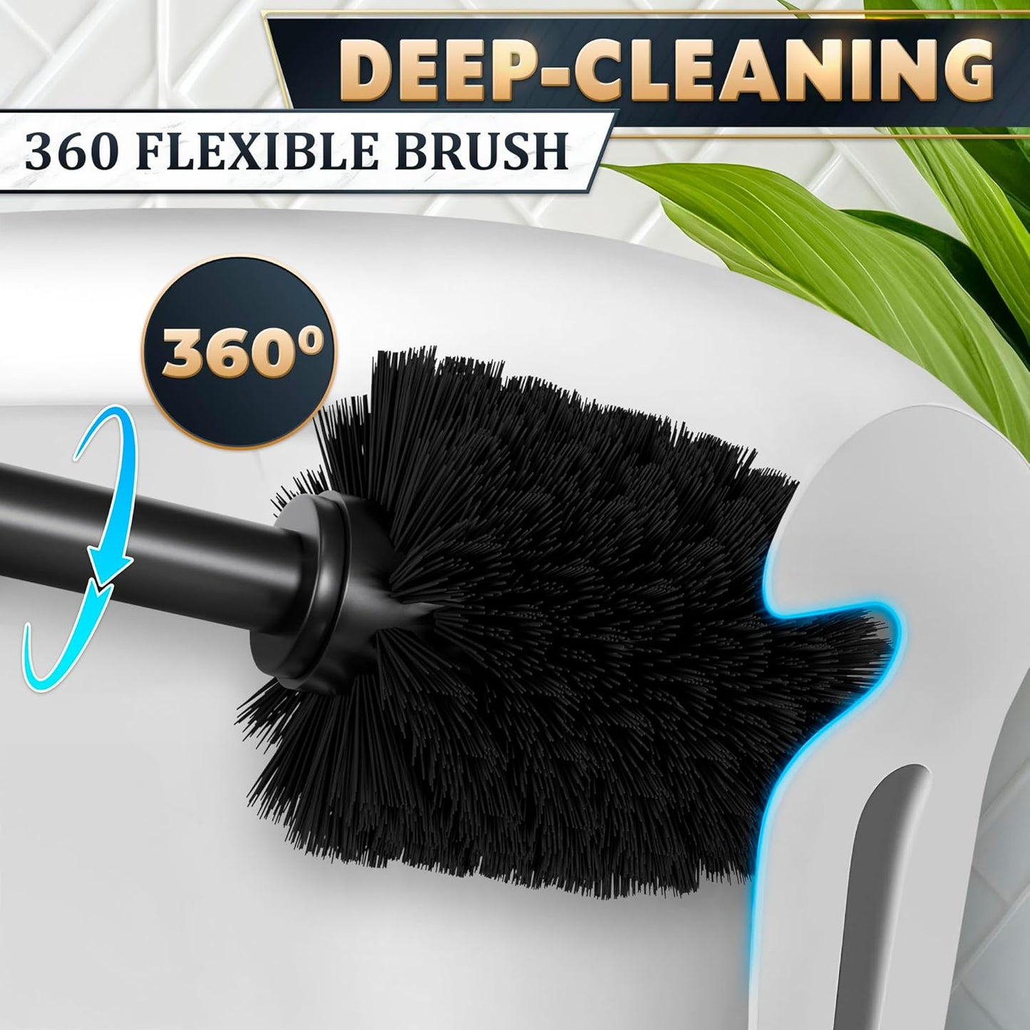Stylish Stainless Steel Toilet Brush and Holder Set - Silver Toilet Bowl Brush and Holder with Splash Cover, Sturdy Bristles, Corrosion & Scratch Resistant - Elegant Design, Effective Deep Cleaning